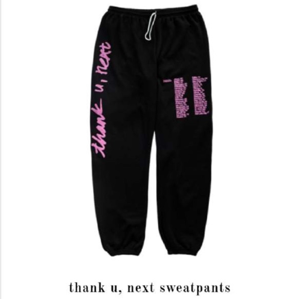♡ Rare Ariana Grande Black & Pink Thank U Next Sweatpants Size S ♡